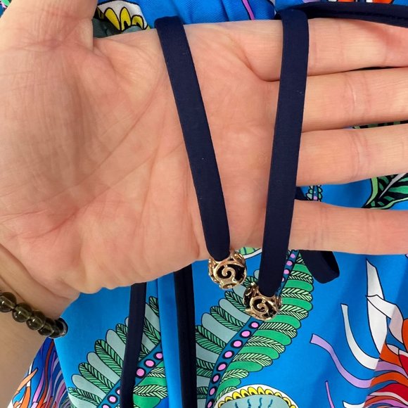 Trina Turk Tahiti Tropical Romper V-Neck Tie Waist Floral Cover-Up - Picture 5 of 8